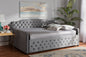 Baxton Studio Freda Transitional and Contemporary Grey Velvet Fabric Upholstered and Button Tufted Full Size Daybed