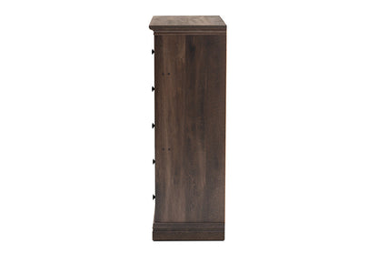 Baxton Studio Nolan Traditional Transitional Hazel Walnut Brown Finished 5-Drawer Wood Chest