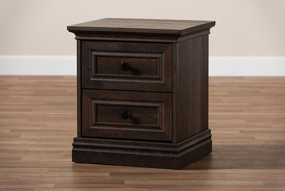 Baxton Studio Nolan Traditional Transitional Hazel Walnut Brown Finished 2-Drawer Wood Nightstand