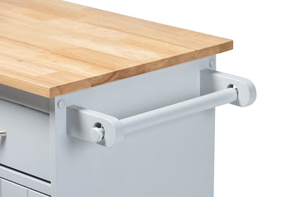Baxton Studio Donnie Coastal and Farmhouse Two-Tone Light Grey and Natural Finished Wood Kitchen Storage Cart