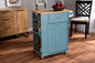 Baxton Studio Liona Modern and Contemporary Sky Blue Finished Wood Kitchen Storage Cart