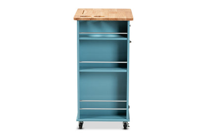 Baxton Studio Liona Modern and Contemporary Sky Blue Finished Wood Kitchen Storage Cart