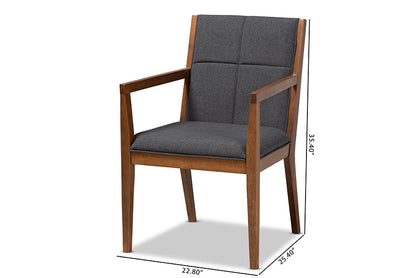 Baxton Studio Theresa Dark Grey and Walnut Effect 2-Piece Chair Set