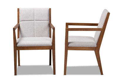 Baxton Studio Theresa Greige and Walnut Effect 2-Piece Chair Set