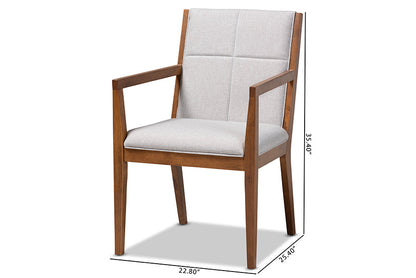Baxton Studio Theresa Greige and Walnut Effect 2-Piece Chair Set