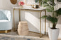 Baxton Studio Renzo Modern and Contemporary Brushed Gold Finished Metal Console Table with Faux Marble Tabletop