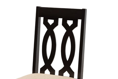 Baxton Studio Callie Modern and Contemporary Sand Fabric Upholstered and Dark Brown Finished Wood 7-Piece Dining Set