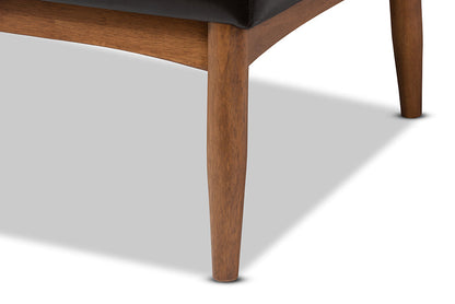 Baxton Studio Arvid Mid-Century Modern Dark Brown Faux Leather Upholstered 2-Piece Wood Dining Nook Banquette Set