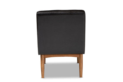 Baxton Studio Arvid Mid-Century Modern Dark Brown Faux Leather Upholstered Wood Dining Chair