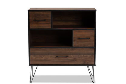 Baxton Studio Charis Modern and Transitional Two-Tone Walnut Brown and Black Finished Wood 1-Drawer Bookcase