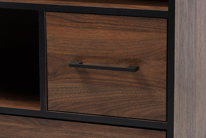 Baxton Studio Charis Modern and Transitional Two-Tone Walnut Brown and Black Finished Wood 1-Drawer Bookcase