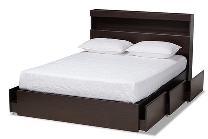 Baxton Studio Blaine Modern and Contemporary Dark Brown Finished Wood Queen Size 6-Drawer Platform Storage Bed