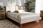 Baxton Studio Gretchen Modern and Contemporary Light Beige Fabric Upholstered and Walnut Brown Finished Wood Queen Size Platform Wingback Bed