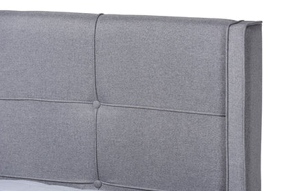 Baxton Studio Edmond Modern and Contemporary Grey Fabric Upholstered and Ash Walnut Brown Finished Wood King Size Platform Bed