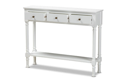 Baxton Studio Calvin Classic and Traditional French Farmhouse White Finished Wood 3-Drawer Entryway Console Table