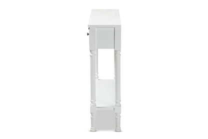 Baxton Studio Calvin Classic and Traditional French Farmhouse White Finished Wood 3-Drawer Entryway Console Table
