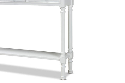 Baxton Studio Calvin Classic and Traditional French Farmhouse White Finished Wood 3-Drawer Entryway Console Table
