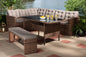 Baxton Studio Angela Modern and Contemporary Grey Fabric Upholstered and Brown Finished 4-Piece Woven Rattan Outdoor Patio Set