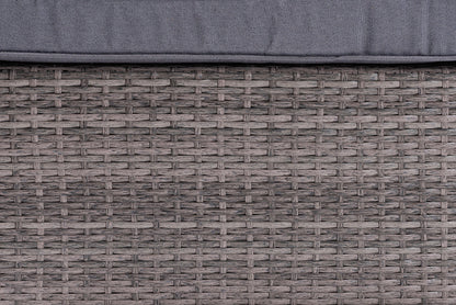 Baxton Studio Pamela Modern and Contemporary Grey Polyester Upholstered and Brown Finished 4-Piece Woven Rattan Outdoor Patio Set