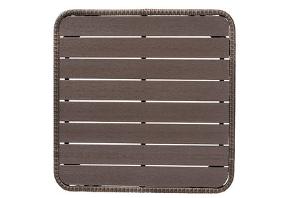 Baxton Studio Lillian Modern and Contemporary Light Grey Upholstered and Brown Finished 5-Piece Woven Rattan Outdoor Patio Set