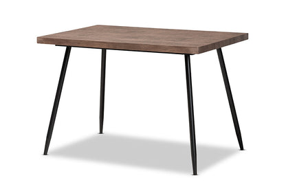 Baxton Studio Mave Modern and Contemporary Walnut Finished Wood and Black Metal 5-Piece Dining Set