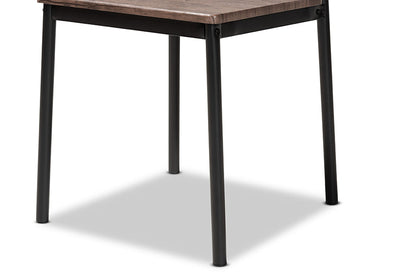 Baxton Studio Mave Modern and Contemporary Walnut Finished Wood and Black Metal 5-Piece Dining Set