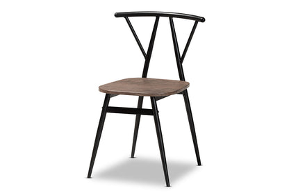 Baxton Studio Ciara Modern and Contemporary Walnut Finished Wood and Black Metal 5-Piece Dining Set