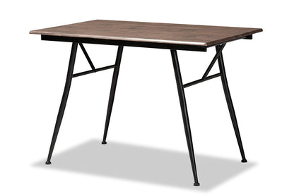 Baxton Studio Ciara Modern and Contemporary Walnut Finished Wood and Black Metal 5-Piece Dining Set