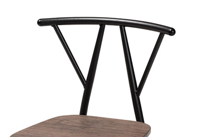 Baxton Studio Ciara Modern and Contemporary Walnut Finished Wood and Black Metal 5-Piece Dining Set