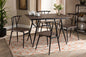 Baxton Studio Ciara Modern and Contemporary Walnut Finished Wood and Black Metal 5-Piece Dining Set