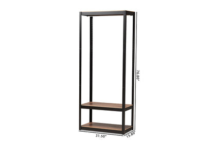 Baxton Studio Elton Modern and Contemporary Black Finished Metal 3-Shelf Free-Standing Closet Storage Organizer