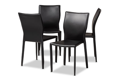 Baxton Studio Heidi Modern and Contemporary Black Faux Leather Upholstered 4-Piece Dining Chair Set