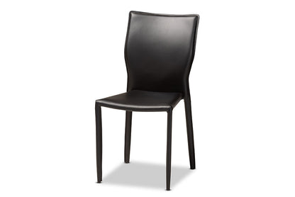Baxton Studio Heidi Modern and Contemporary Black Faux Leather Upholstered 4-Piece Dining Chair Set