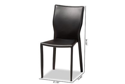 Baxton Studio Heidi Modern and Contemporary Black Faux Leather Upholstered 4-Piece Dining Chair Set