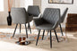 Baxton Studio Astrid Mid-Century Contemporary Grey Faux Leather Upholstered and Black Metal 4-Piece Dining Chair Set