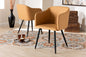 Baxton Studio Eris Mid-Century Contemporary Tan Faux Leather Upholstered and Black Metal 2-Piece Dining Chair Set