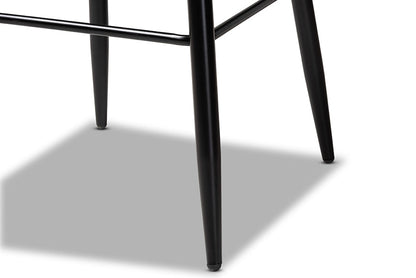 Baxton Studio Walter Mid-Century Contemporary Tan Faux Leather Upholstered and Black Metal 4-Piece Bar Stool Set