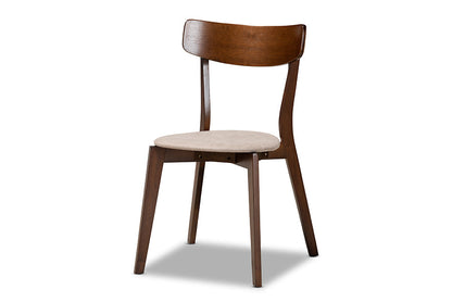 Baxton Studio Iora Mid-Century Modern Transitional Light Beige Fabric Upholstered and Walnut Brown Finished Wood 4-Piece Dining Chair Set