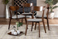 Baxton Studio Iora Mid-Century Modern Transitional Light Grey Fabric Upholstered and Walnut Brown Finished Wood 4-Piece Dining Chair Set
