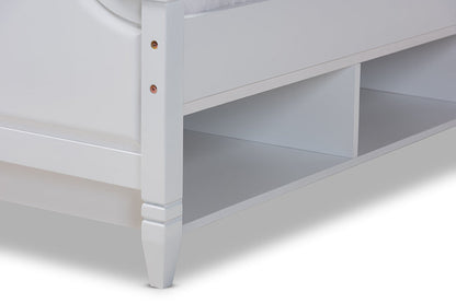 Baxton Studio Elise Classic and Traditional Transitional White Finished Wood Queen Size Storage Platform Bed