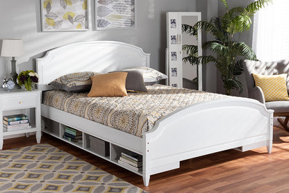 Baxton Studio Elise Classic and Traditional Transitional White Finished Wood Full Size Storage Platform Bed