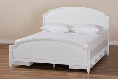 Baxton Studio Elise Classic and Traditional Transitional White Finished Wood Full Size Storage Platform Bed