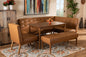 Baxton Studio Arvid Mid-Century Modern Tan Faux Leather Upholstered and Walnut Brown Finished Wood 5-Piece Dining Nook Set