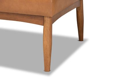 Baxton Studio Arvid Mid-Century Modern Tan Faux Leather Upholstered and Walnut Brown Finished Wood 3-Piece Dining Nook Set