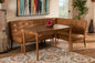 Baxton Studio Arvid Mid-Century Modern Tan Faux Leather Upholstered and Walnut Brown Finished Wood 3-Piece Dining Nook Set