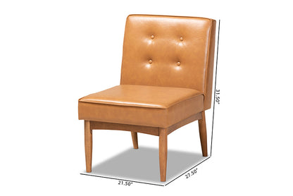 Baxton Studio Arvid Mid-Century Modern Tan Faux Leather Upholstered and Walnut Brown Finished Wood Dining Chair