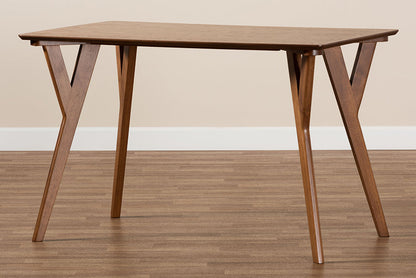 Baxton Studio Sahar Mid-Century Modern Transitional Walnut Brown Finished Wood Dining Table
