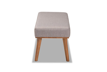 Baxton Studio Odessa Mid-Century Modern Grey Fabric Upholstered and Walnut Brown Finished Wood Dining Bench