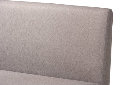 Baxton Studio Odessa Mid-Century Modern Grey Fabric Upholstered and Walnut Brown Finished Wood 3-Piece Dining Nook Set
