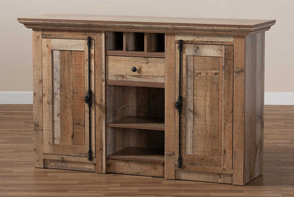 Baxton Studio Albert Modern and Contemporary Farmhouse Rustic Finished Wood 2-Door Dining Room Sideboard Buffet